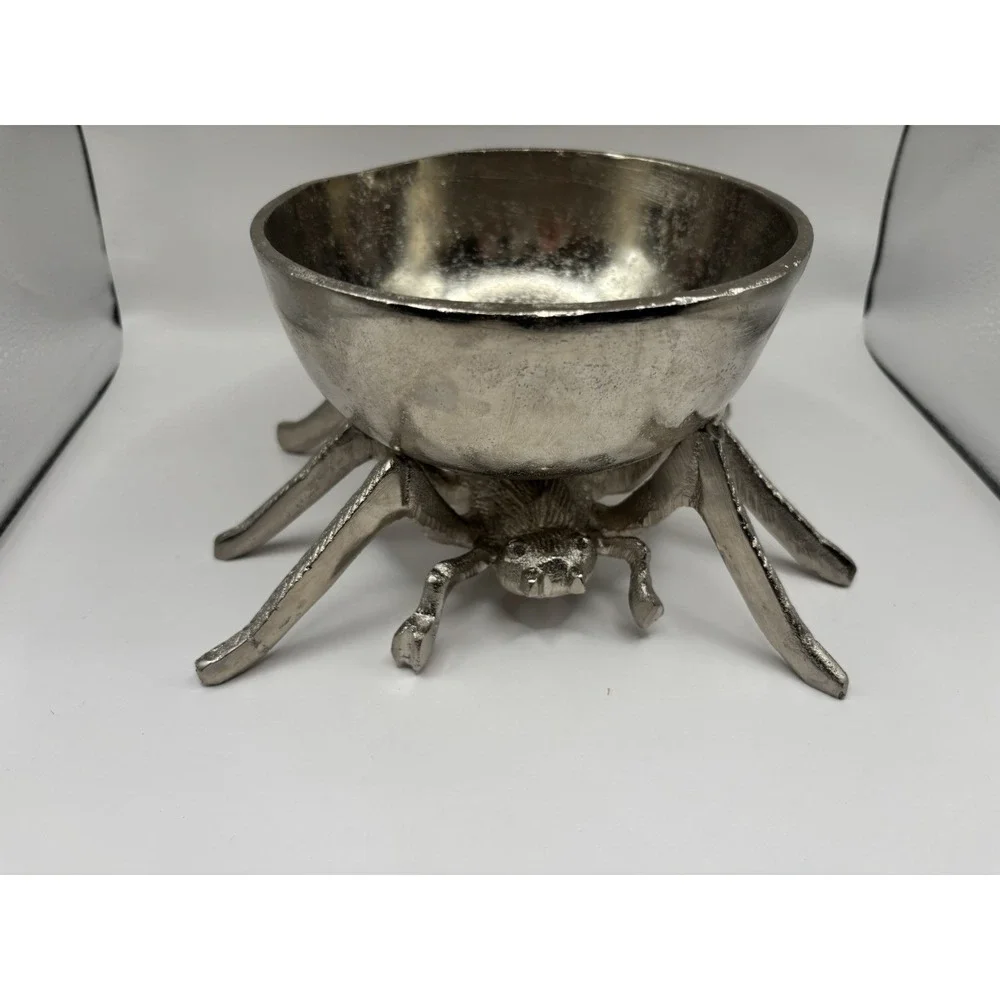 Rachel Zoe Medal Silver & Gold Spider Candy Bowl Halloween Decor Set Of 2